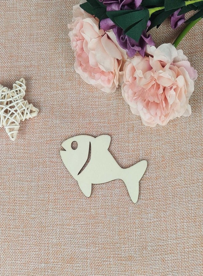 Curious Button Set of 12 pcs Wood Fish Cutouts Unfinished Wooden Fish Hanging Ornaments DIY Fish Craft Gift Tags for Thanksgiving Christmas Home Party Decoration Craft Project. - Image 3